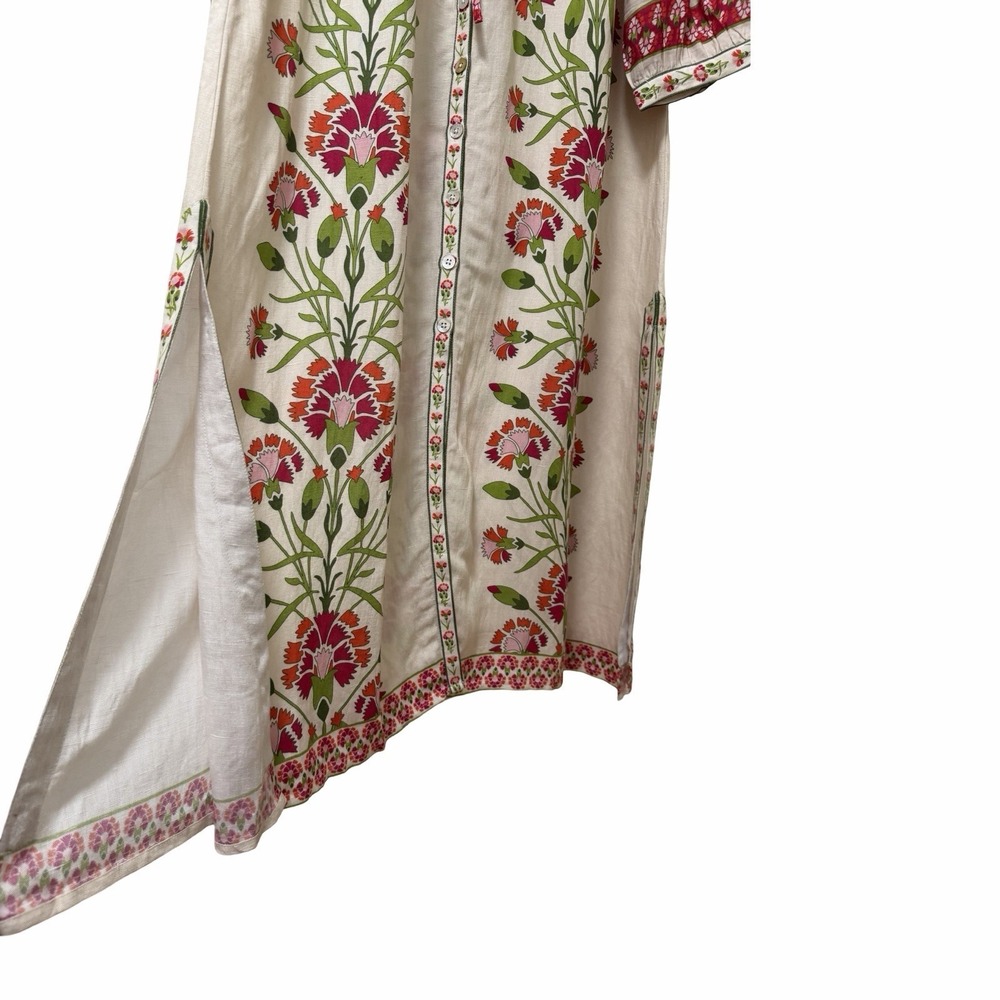 Elizabeth James The Label Lucia Floral Belted Midi Dress Size XL Linen Blend - Picture 7 of 11
